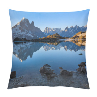Personality  Mont Blanc Massif Reflected In Lac Blanc, Graian Alps, France Pillow Covers