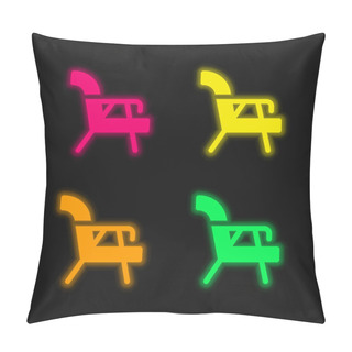 Personality  Armchair Four Color Glowing Neon Vector Icon Pillow Covers