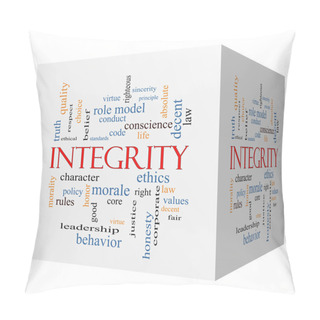 Personality  Integrity 3D Cube Word Cloud Concept Pillow Covers