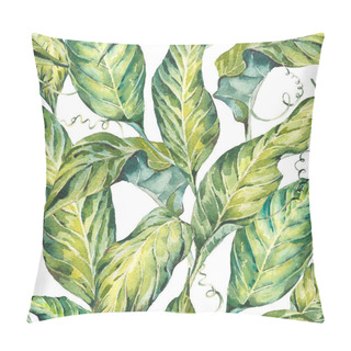 Personality  Natural Leaves Exotic Watercolor Seamless Pattern Pillow Covers