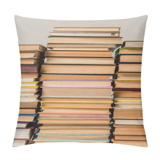 Personality  Pile Of Different Books In Hardcover Isolated On White Pillow Covers