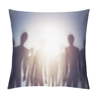 Personality  The Mothership Has Arrived. Conceptual Image Of A Group Of Aliens. Pillow Covers