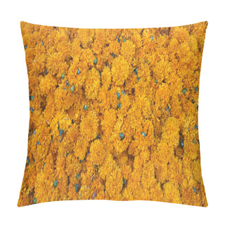Personality Yellow Flowers Of Marigold. Fresh Holiday Flowers, Closeup Shot Pillow Covers