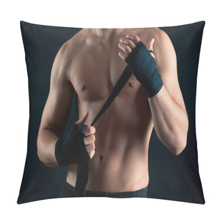Personality  Sportsman Boxer Intense Studio Portrait Against Black Background Pillow Covers