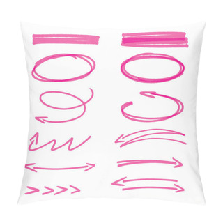 Personality  Set Of Pink Hand Drawn Arrows Signs And Highlighting Elements Pillow Covers