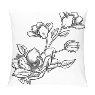 Personality  Blooming Apple Tree Flowers,detailed Hand Drawn Branch Of Apple Tree Blossom Illustration.Vector Romantic Decorative Flowering Drawing . Objects Isolated On White Background.Original Floral Decor Pillow Covers