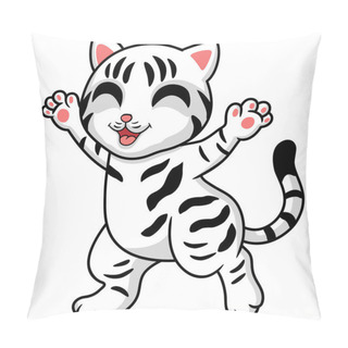 Personality  Vector Illustration Of Cute American Short Hair Cat Cartoon Standing Pillow Covers