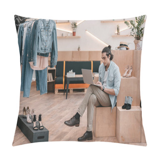 Personality  Shop Owner Using Laptop  Pillow Covers