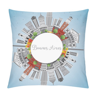 Personality  Buenos Aires Skyline With Color Landmarks, Blue Sky And Copy Spa Pillow Covers