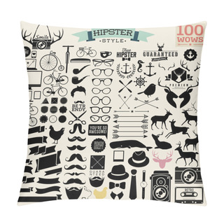 Personality  Hipster Icon, Label, Badge, Sticker! Wow! All You Need! Pillow Covers