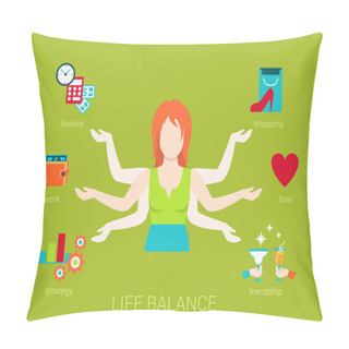 Personality  Many Armed Young Woman Pillow Covers