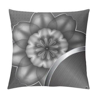 Personality  Metal Flower On A Silver Background With Perforations And Studs Pillow Covers