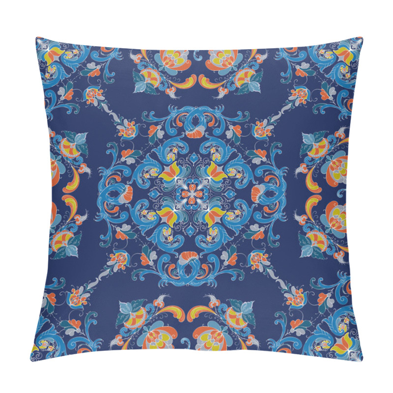 Personality  Rosemaling Tile, Traditional Norwegian Decorative Pattern. Vector Illustration Pillow Covers