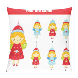 Personality  Find Two Same Pictures. Christmas Angels. New Year Theme Activity Game For Kids And Toddlers Pillow Covers