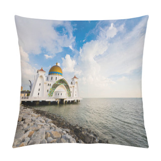 Personality  Beautiful Architecture Of Melaka Straits Mosque In Malacca City In Malaysia. Beautiful Sacral Building In South East Asia. Pillow Covers