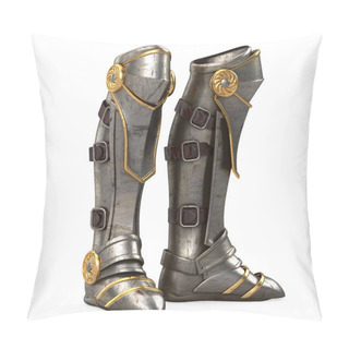 Personality  Iron Fantasy High Boots Knight Armor Isolated On White Background. 3d Illustration Pillow Covers