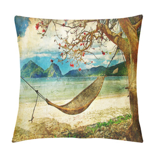 Personality  Tropical Scene- Artwork In Painting Style Pillow Covers