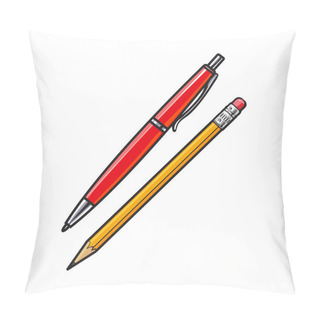 Personality  Simple Hand Drawn Ball Point Pen And Pencil, Office Supplies Pillow Covers
