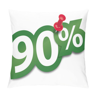 Personality  Ninety Percent Sticker Fixed By A Thumbtack. Vector Illustration Pillow Covers