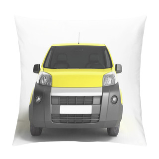 Personality  Yellow Delivery Car In Front On A White Background 3D Illustrati Pillow Covers