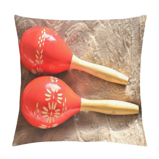 Personality  Couple Of Bright Red Wooden Maracas Pillow Covers