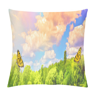 Personality  Panorama Magnificent Landscape With Spectacular Clouds And Butterfly Pillow Covers