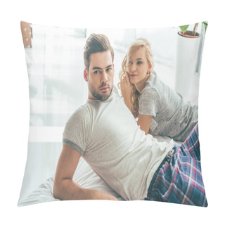 Personality  Young Couple In Bedroom Pillow Covers