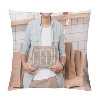 Personality  Shop Owner With Open Sign Pillow Covers