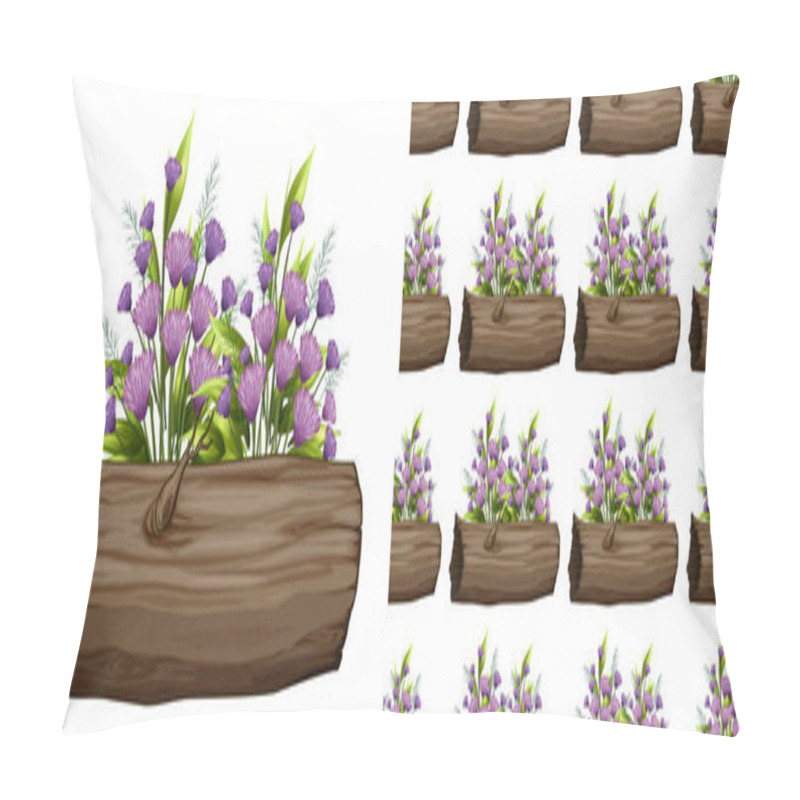 Personality  Seamless background design with purple flowers on log pillow covers