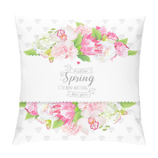 Personality  Spring Flowers And Leaves Horizontal Vector Design Card Pillow Covers