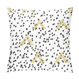 Personality  Gold Geometric Triangles With Black Dots  Pillow Covers