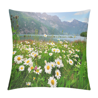 Personality  Daisy Flowers Near The Alpine Lake Pillow Covers