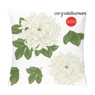 Personality  Chrysanthemum Flowers. Stock Line Vector Illustration Botanic Fl Pillow Covers