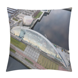 Personality  Glasgow Science Centre And Tower On The River Clyde Aerial View Pillow Covers