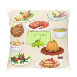 Personality  Traditional Food Dishes Set Pillow Covers
