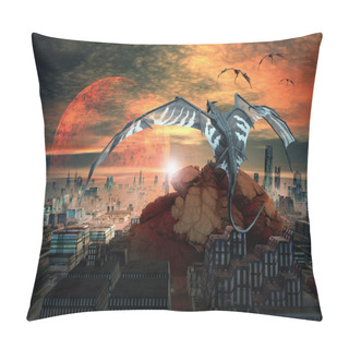 Personality  Dragons Flying Over A City Pillow Covers