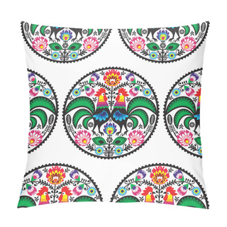 Personality  Seamless Polish Floral Pattern With Roosters Pillow Covers