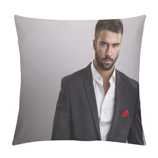 Personality  Elegant Young Handsome Man. Studio Fashion Portrait. Pillow Covers