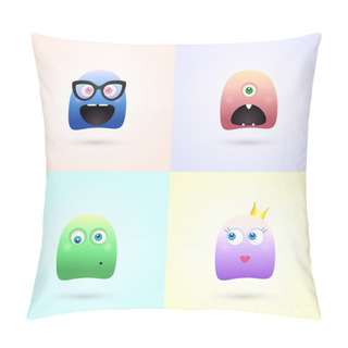 Personality  Cute Demon Monster, Vector Design Pillow Covers