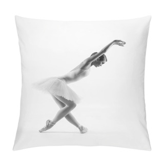 Personality  Young Female Ballet Dancer Performing A Move Pillow Covers