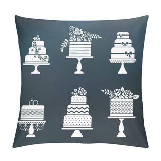 Personality  Vector Wedding, Birthday Flower Cakes Set Pillow Covers