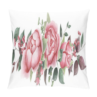 Personality  Watercolor Flowers. Floral Illustrations, Leaves And Branches. Pillow Covers