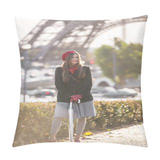 Personality  Fashion Woman In Romantic City. French Fashion Pillow Covers