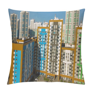 Personality  New Buildings In A New Area Of The City Of Yekaterinburg. Panoramic View Of The City Center. Landing. Russia, From Drone Pillow Covers