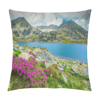 Personality  Wonderful Rhododendron Flowers And Bucura Mountain Lake, Retezat Mountains, Romania  Pillow Covers