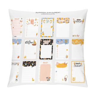 Personality  Set Of Weekly Planners And To Do Lists With Cute Summer Illustrations And Trendy Lettering. Template For Agenda, Planners, Check Lists, And Other Kids Stationery. Isolated. Vector Pillow Covers