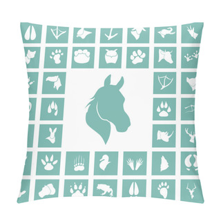 Personality  Set Of Forty Animal Icons Pillow Covers