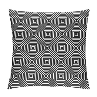 Personality  Vector Modern Seamless Geometry Pattern, Black And White Abstract Geometric Background, Pillow Print, Monochrome Retro Texture, Hipster Fashion Design Pillow Covers