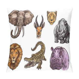 Personality  African Animal Sketch Set Of Elephant, Lion, Hippo Pillow Covers