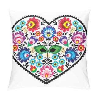 Personality  Polish Folk Art Art Heart Embroidery With Flowers - Wzory Lowickie Pillow Covers